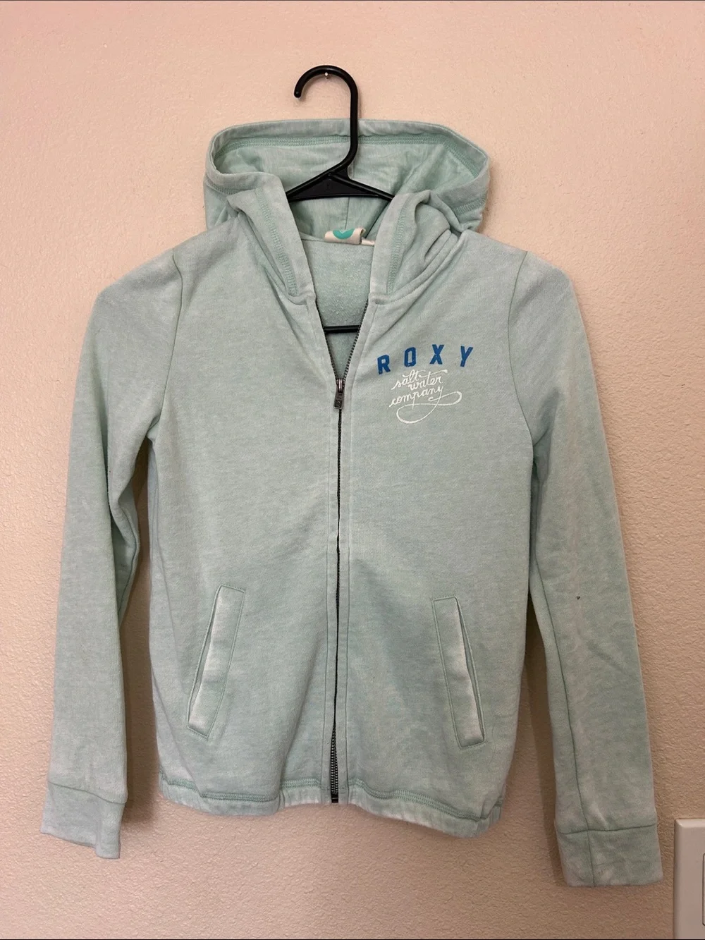 Roxy Mint Green Zip-Up Hoodie for Kids